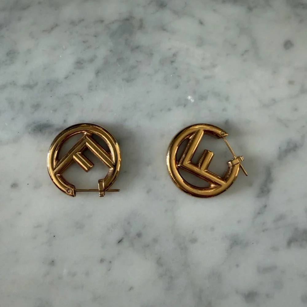 Fendi Gold-tone FF Hoop Earrings - Picture 3 of 6